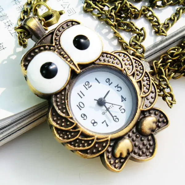 
Hot selling new deisgn wholesale jewelry alloy classic lovely antique bird pendant pocket watches for gifts Owl. 