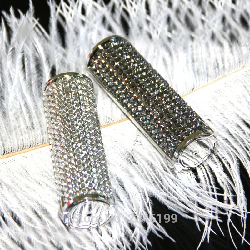 12.1mm Shiny Silver Empty Lipstick Tube Top Grade Elegant  Lip Balm Container with rhinestone