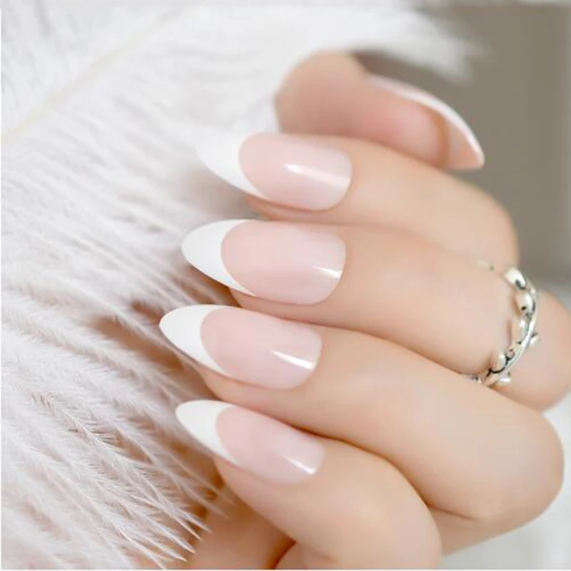Simply french design stiletto nails tips clear lady fashion acrylic nails