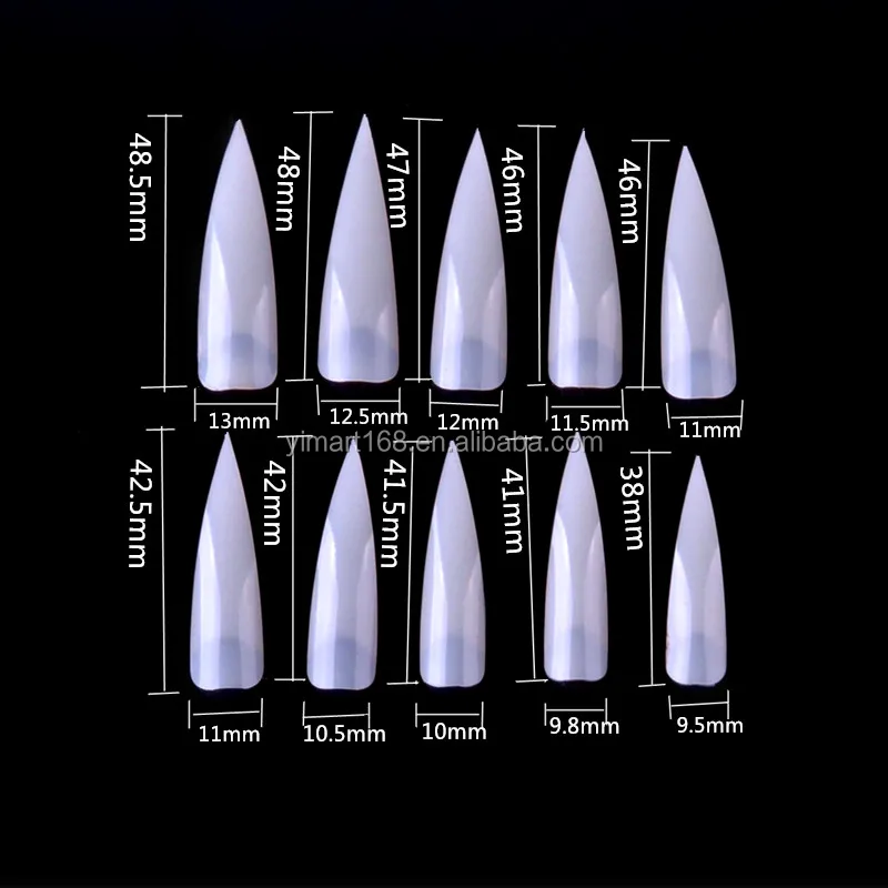 Yimart 500Pcs Acrylic Salon Nails Long Sharp ABS Artificial Nail Art Tips Acrylic Design Press On Nail Short