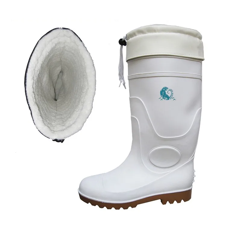CE approved white food industry keep warm steel toe cap anti slip winter pvc safety boots