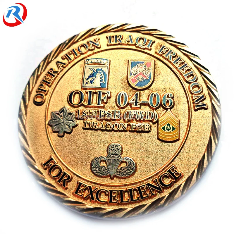 Custom Logo Military Souvenir Army Commemorative Sports Metal Soft Enamel Challenge Coin