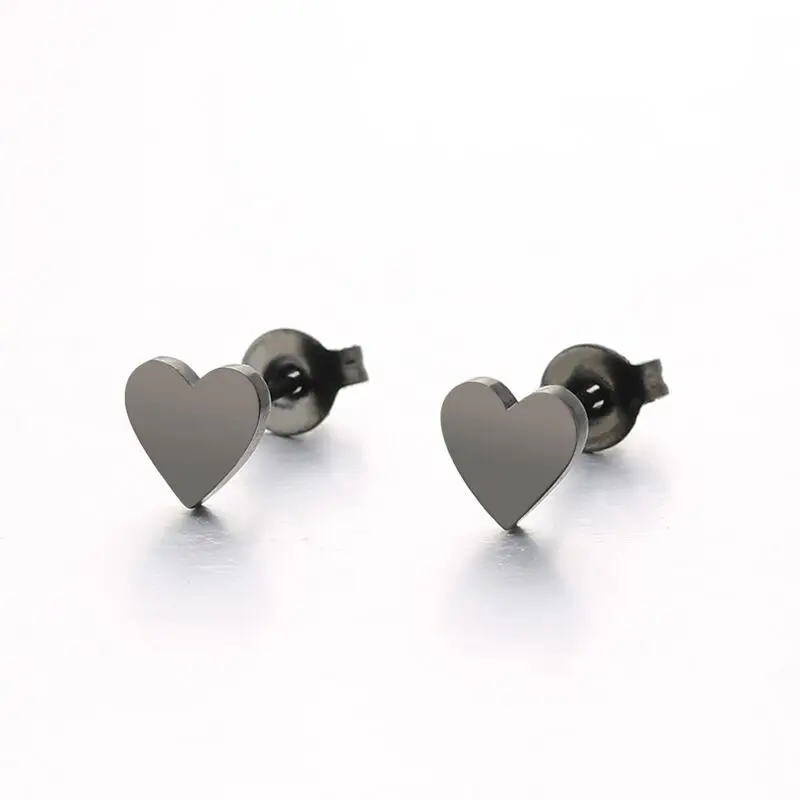 Wholesale Trendy Fancy Metal Craft Fashion Earring Custom Surgical Grade Stainless Steel Silver Gold Heart Stud Earring