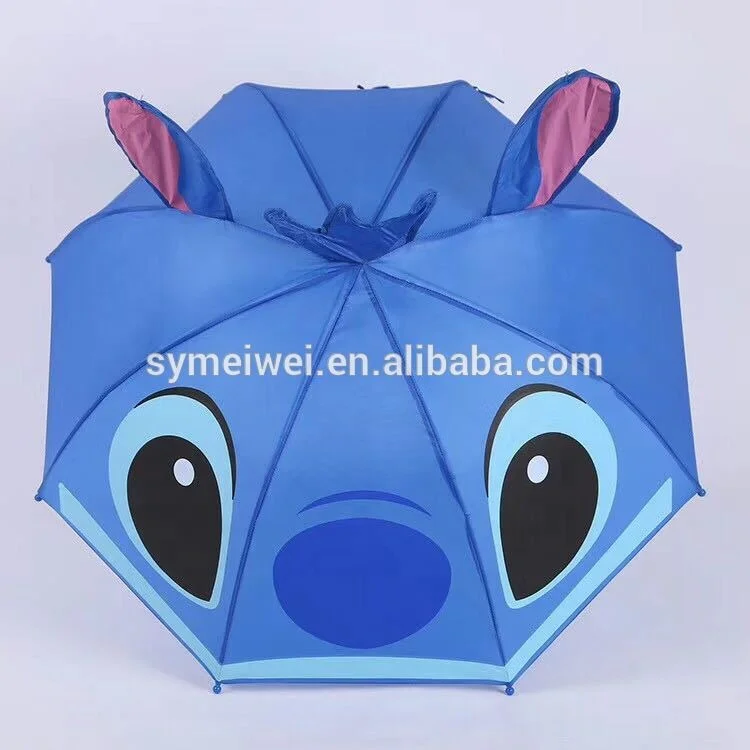 kids umbrella 3D cartoon custom logo print heap manual open rain straight umbrella for children with ears small umbrellas