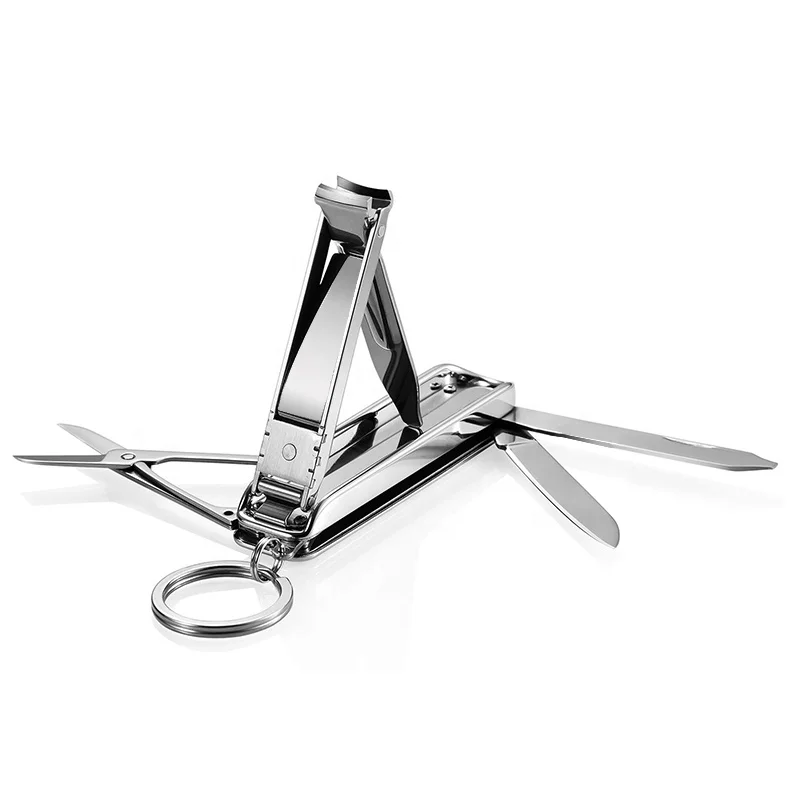 Portable Keychain Nail Clippers Nail File Pocket Knife with Scissors 5 Stainless Steel Folding Functions Accessories for Travel