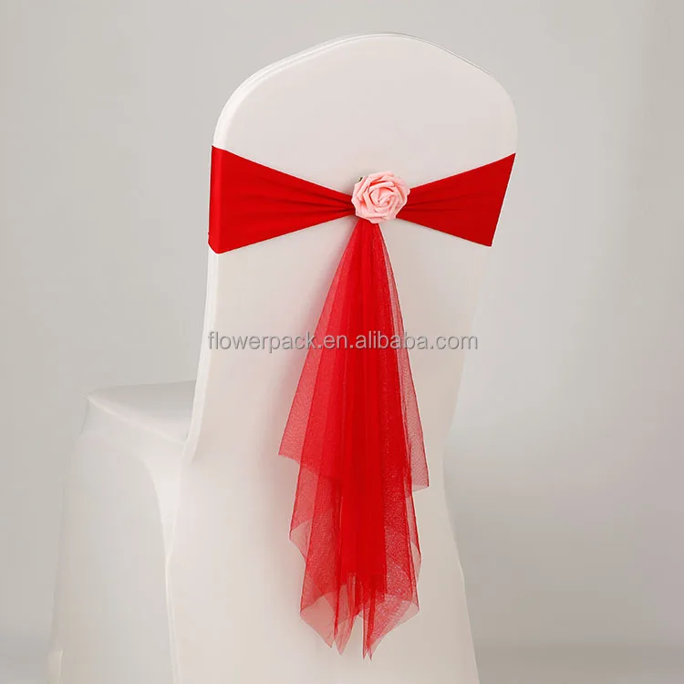 Banquet organza spandex chair sash with artificial flower