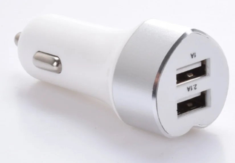 Heart Shape 5V 2.1A Aluminum Alloy 2 Port Dual Two USB Car Charger Adapter