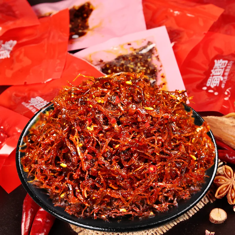 
Shu Dao Xiang OEM Product 100g Factory For Sale Chinese Chilli Snack Food Sichuan Pepper Cooked Beef Dried Meat Snack 