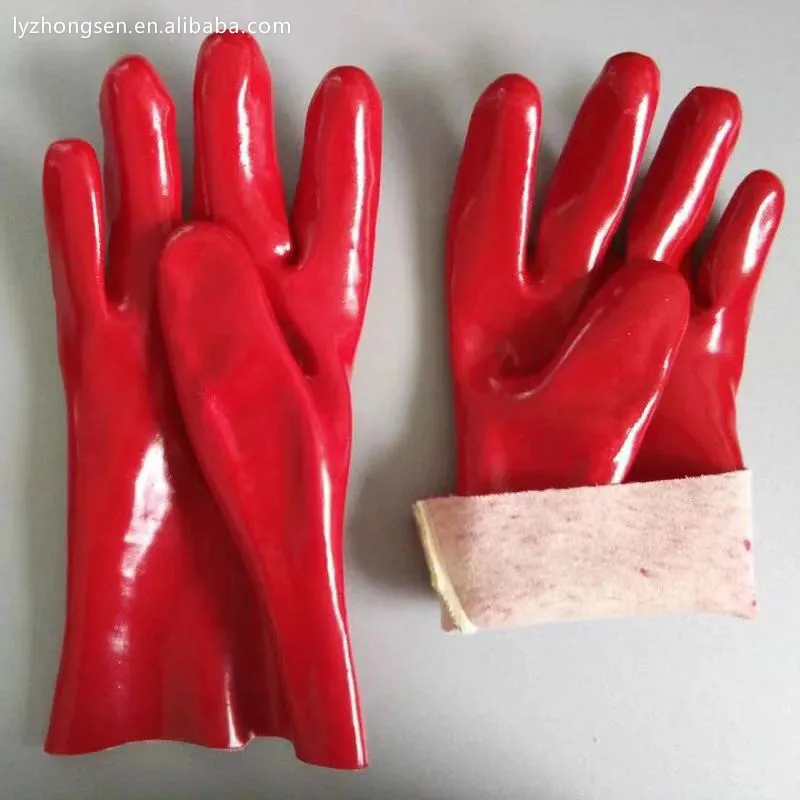 red rubber hand PVC coated gloves bulk PVC glove