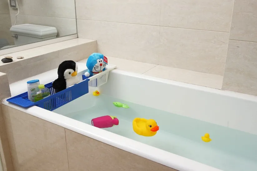Bathtub organizer  extendable bathtub storage basket organizer  Bath Toy Organizer