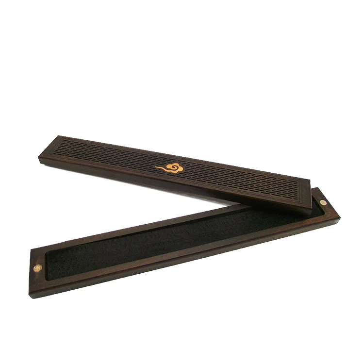Wholesale New Design Rectangular Engraved Glossy Lacquer Finish Wooden Incense Burner Box