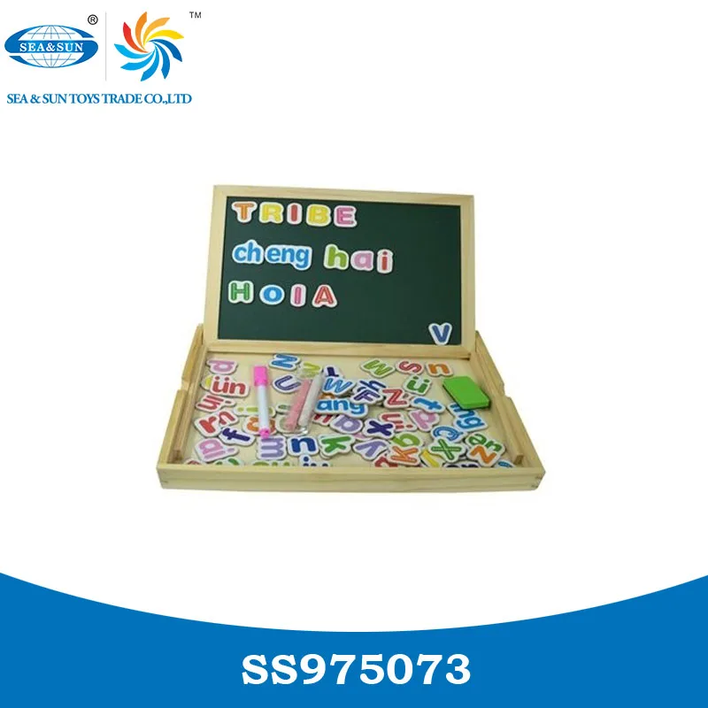 Educational double sided wooden magnetic drawing board toy for kids