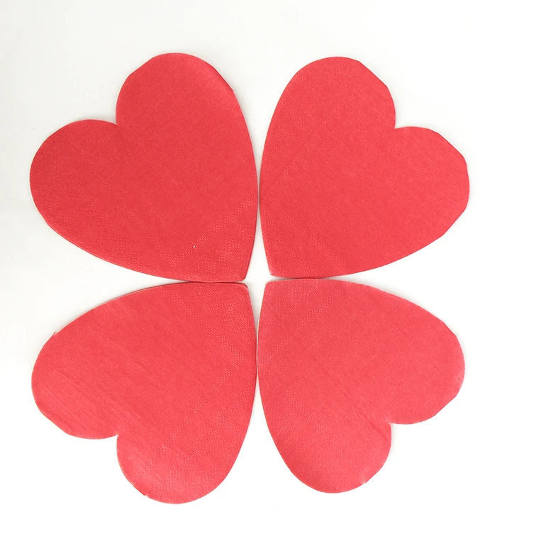 Die Cut Heart Shaped Printed Paper Napkins For Romantic Party