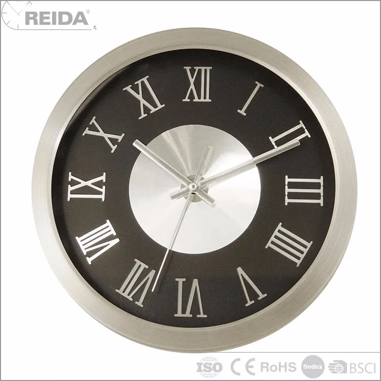 
Custom round metal roman numeral wall clock car clock 12inch with european style 