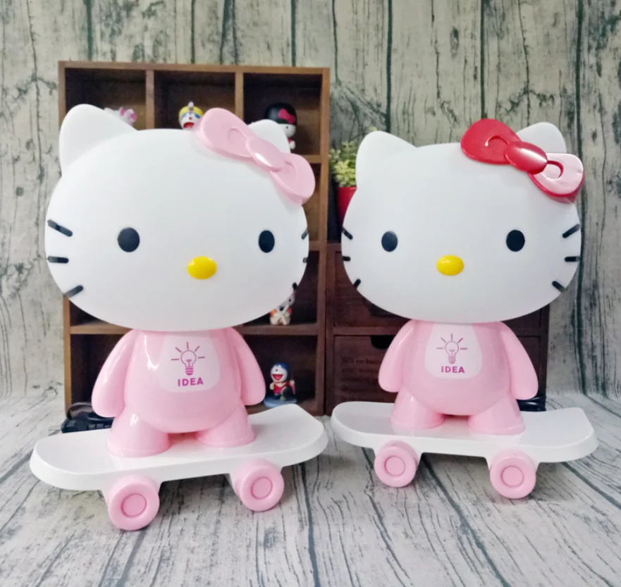 
hello kitty cat with skateboard LED night lamp for children 