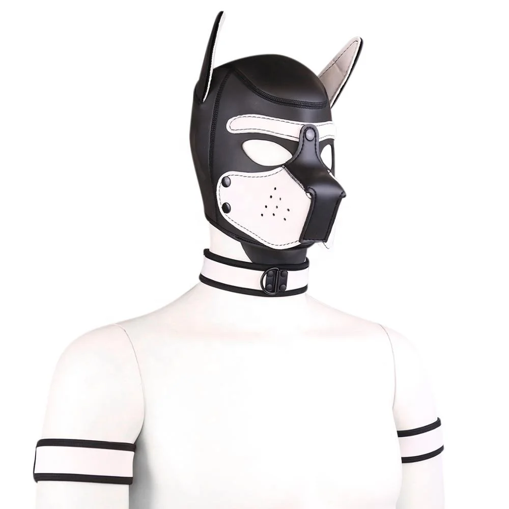 10 Colors Factory BDSM Bondage Hood Neoprene Puppy Hood  Bold Color Armband Cobalt Collar 3 Set