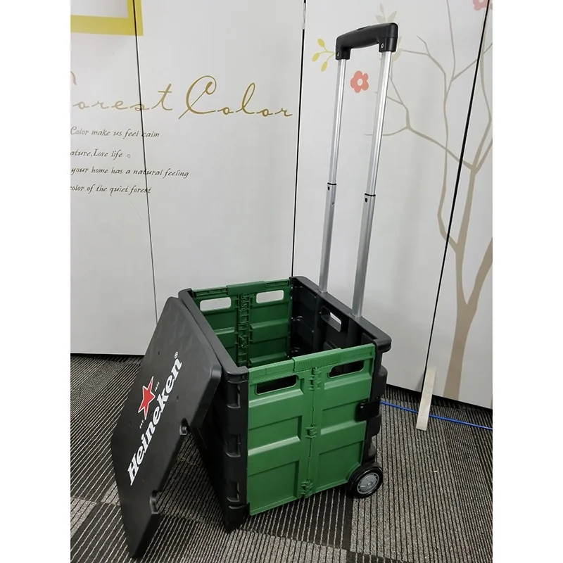 
Collapsible portable household plastic shopping cart 