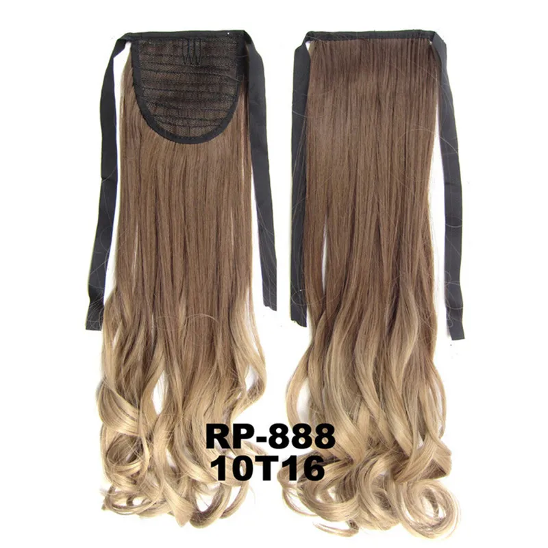 
22inches Two Tone Wavy Pony Tail Synthetic Hairpiece Straight Two Color Ponytail Hair Tail 
