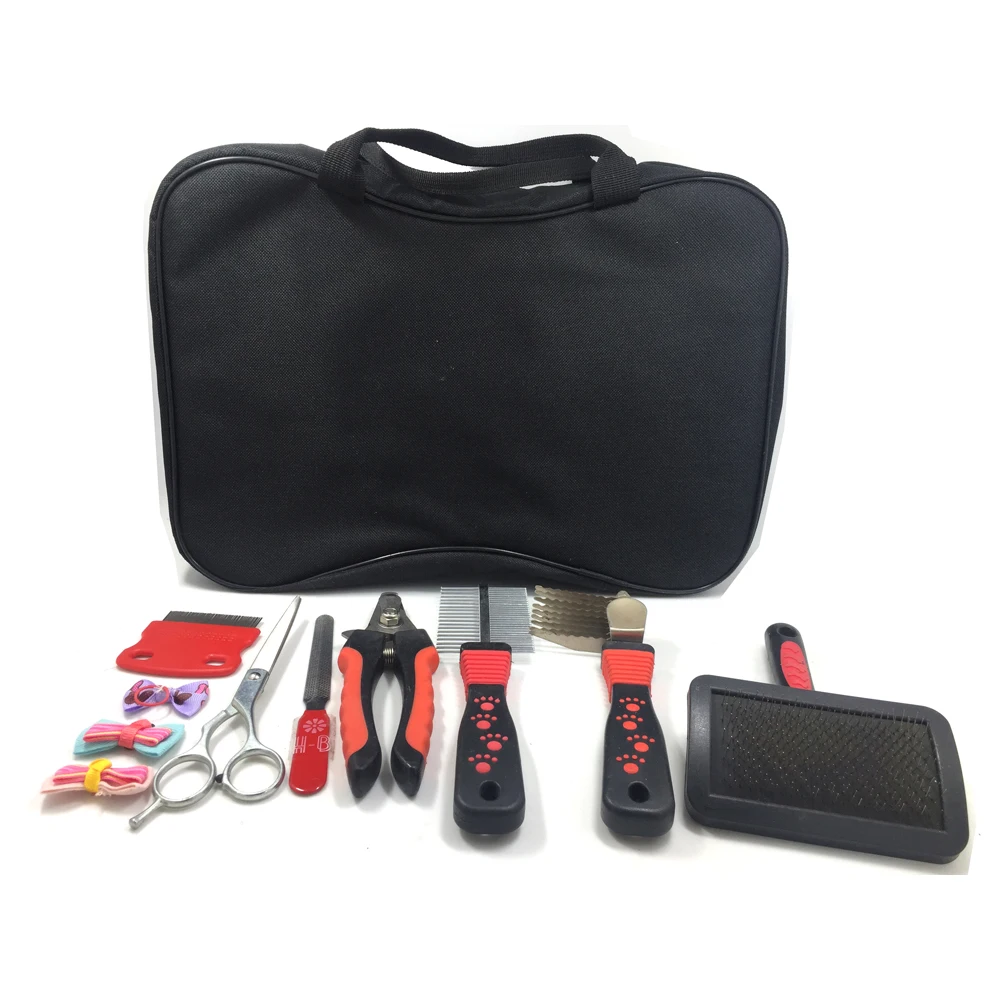 7-Piece Home Pet Grooming Kit with Double-Sided Brush,Flea Comb,Nail Trimmer,Undercoat Rake,Massage Mitt