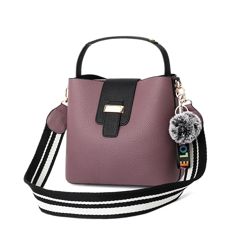 Fashion women leather tote bag shoulder messenger bucket bag
