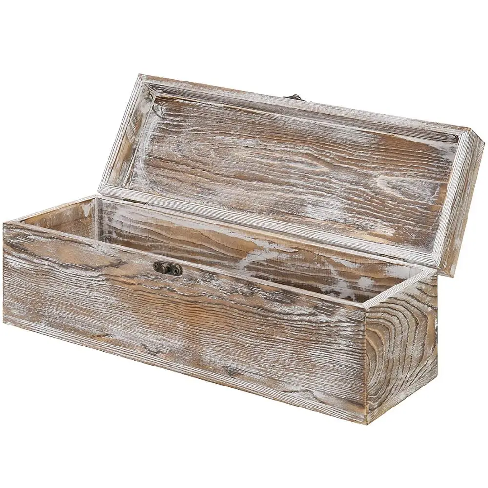 Rustic Whitewashed Wood Wine Gift Box & Carrying Case with Chalkboard Label