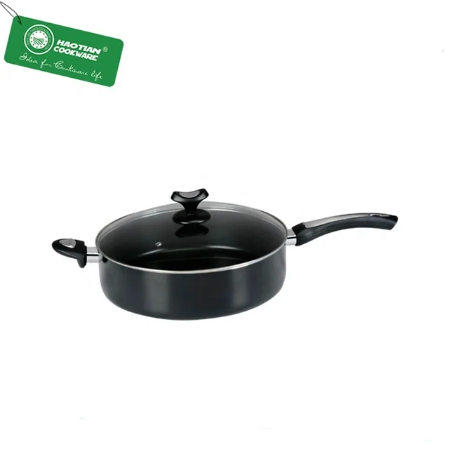 Aluminium forged saute pan non-stick Deep Fry Pan with glass lid