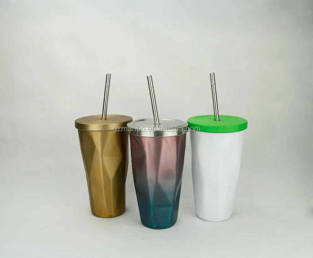 Factory Wholesale Stainless Steel Tumbler with Straw Hot and Cold Drinking Mug 16 oz