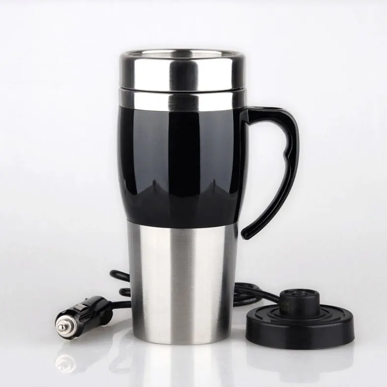 400ml brand car electric kettle double layer stainless steel sealed USB heating cup boiled water /eggs 10 minutes fast heating
