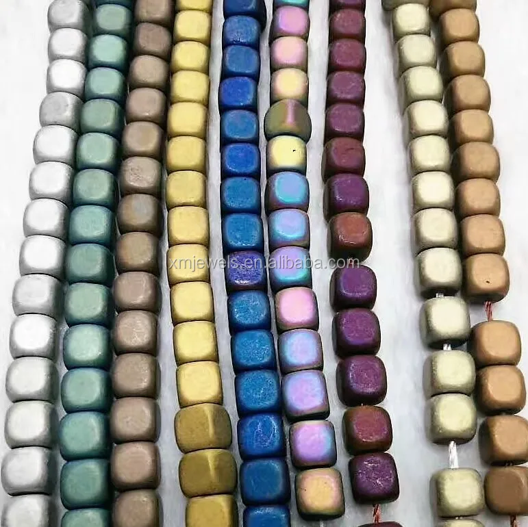 Non Magnetic Silver Tone Hematite beads Cube Hematite beads Square hematite
