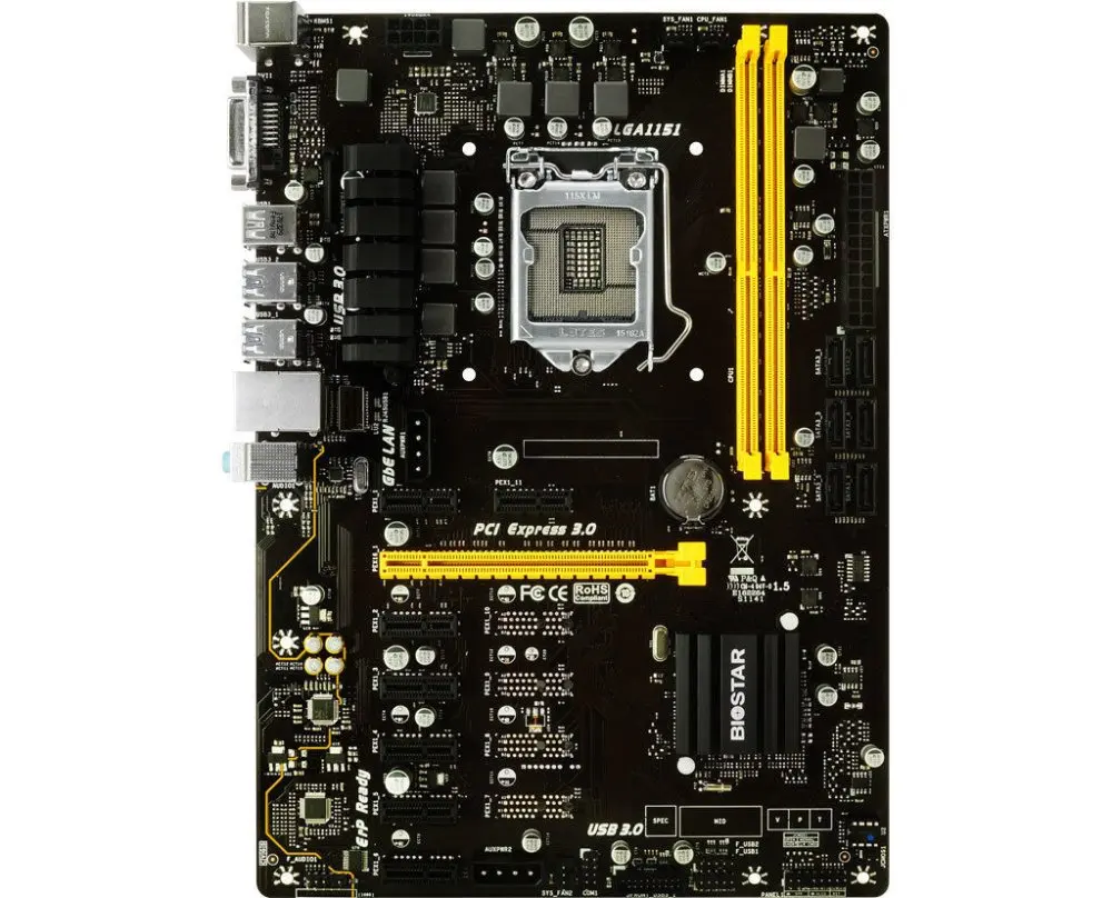  8 GPU BIOSTAR TB250-BTC + материнская плата LGA 1151 ATX DDR4 SATA3 для BTC ETH ZEC горнодобывающей