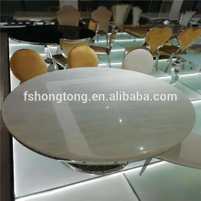 royal luxury wedding gold stainless steel base  round marble top hotel table and chair modern designs