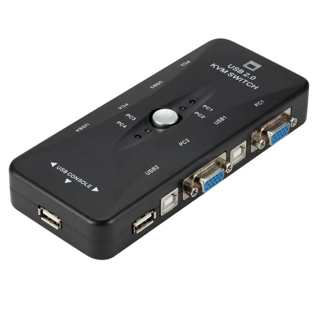 4-Port USB 2.0 kvm switch HDTV Mouse/Keyboard/VGA Video Monitor 200MHz 1920x1440
