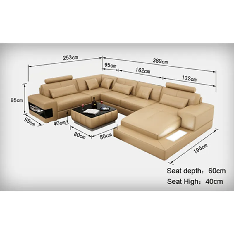 2018 Latest Moroccan Designs Living Room Furniture U Shape Sofa Set