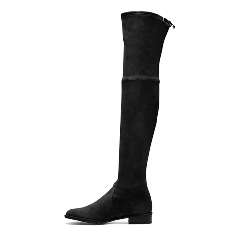 Suede Leather Low heel Sexy Thigh high boots for women shoes boots 2017