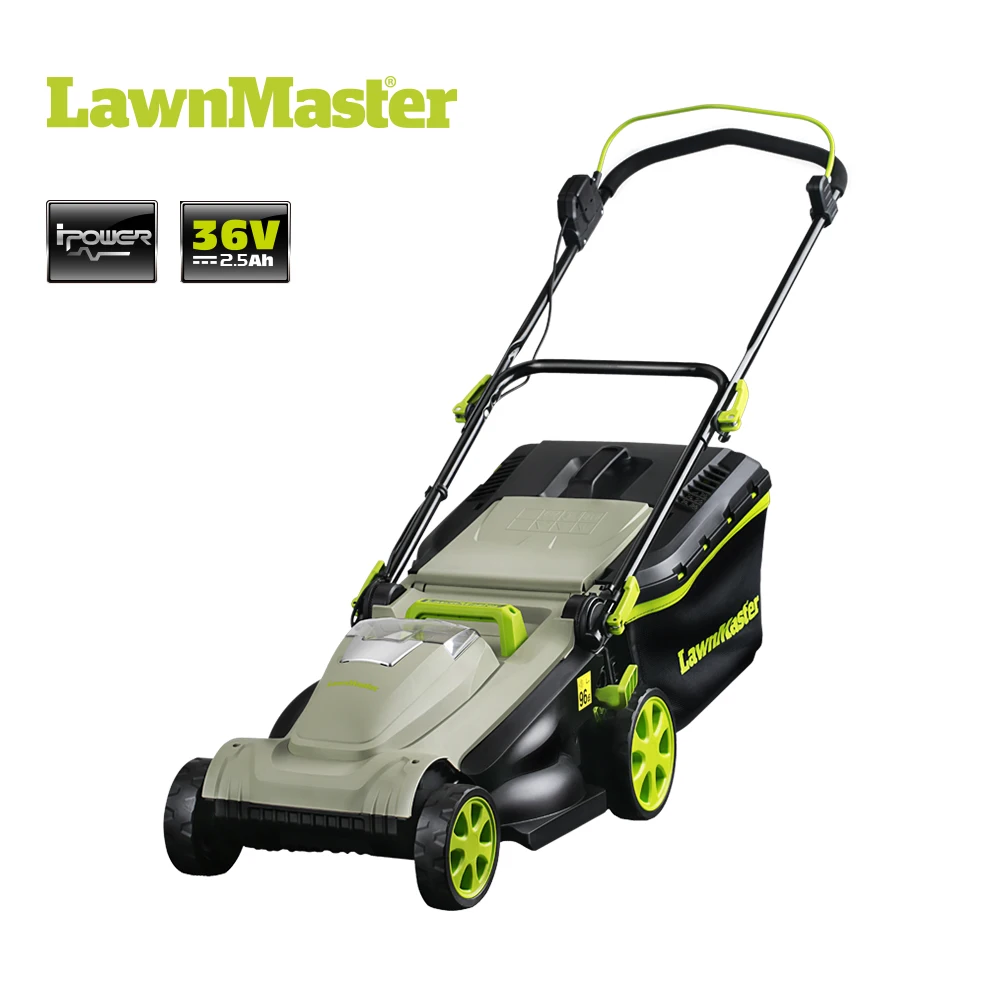 LawnMaster 36V 2.5Ah Li-on battery 2-in-1 Deck rotary electric motor hand push commercial lawn mower-CLMF3637E