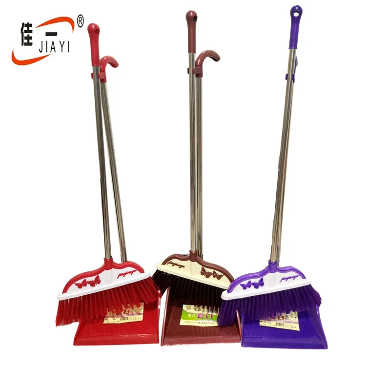 China Commercial Grade Printed Butterfly shape broom and dustpan