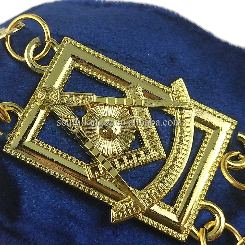 
Masonic Regalia Officer Lodge Past Master Collar with Golden Jewels Chain Mason Chain Collars 