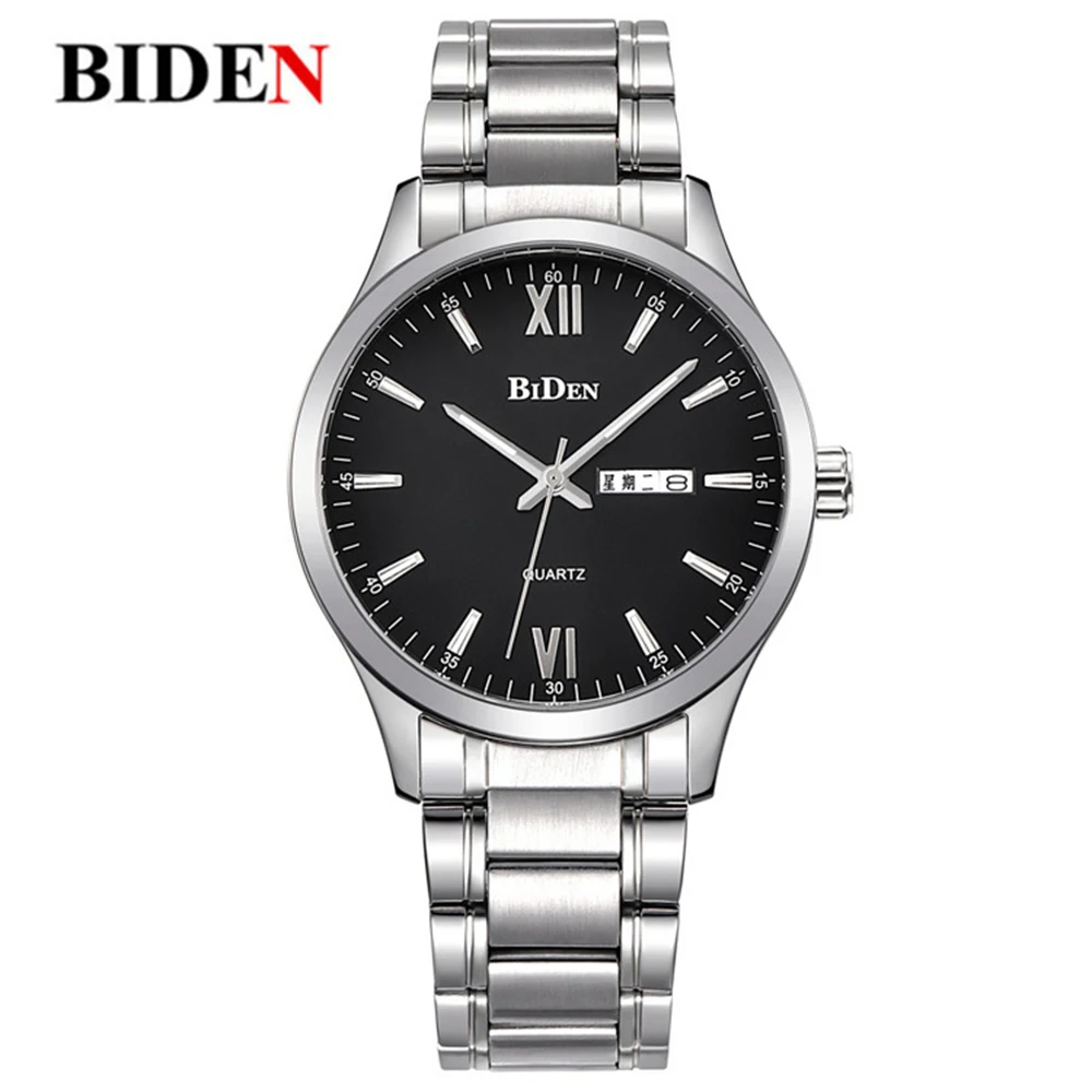 Biden couple watches japan movt quartz all stainless steel bezel watch