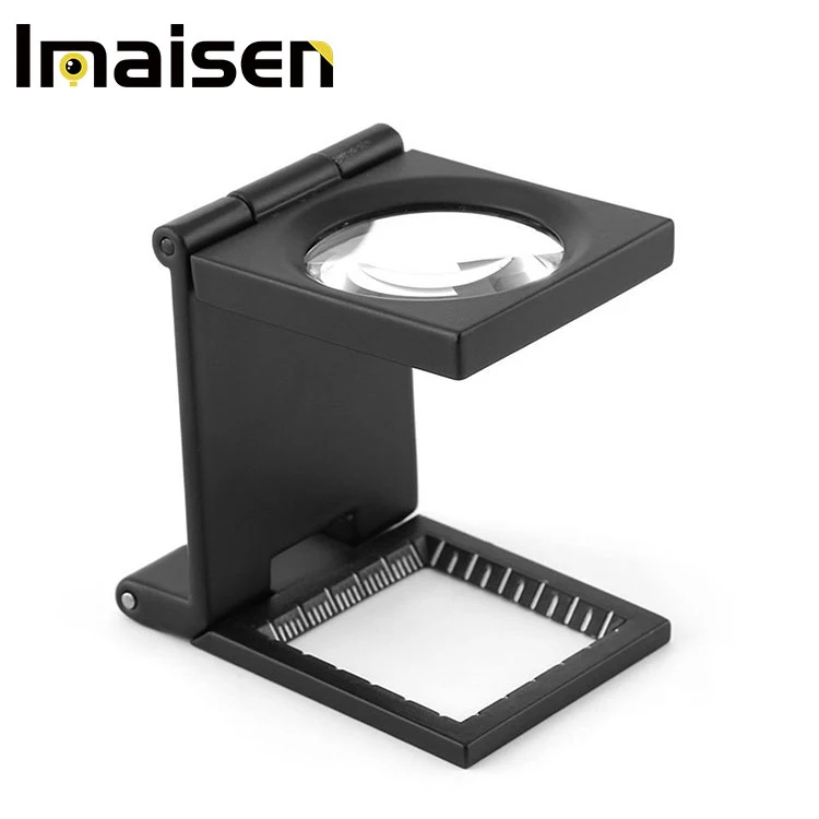 10 x 28mm Linen Test Three Folding Magnifying Glass Portable Zinc Alloy Magnifier   Lamp for Textile Jewelry