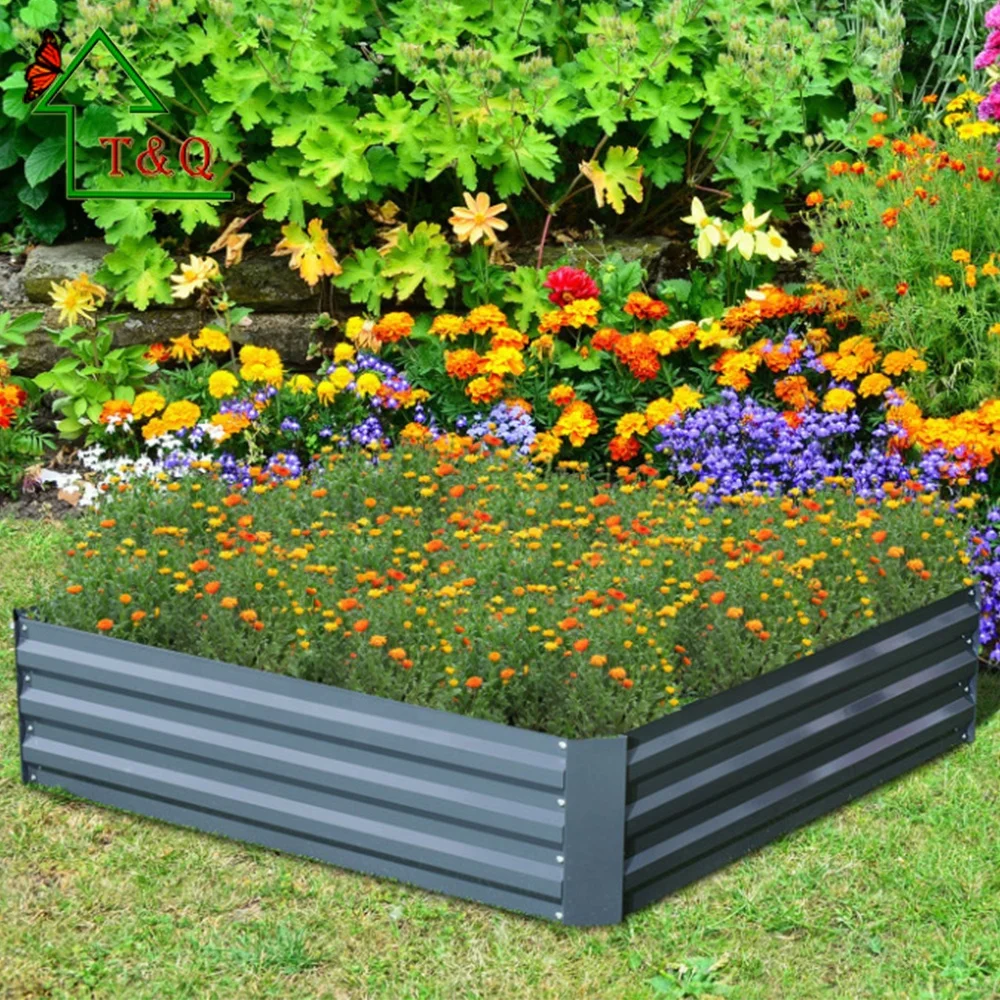 Galvanised Steel Raised Garden Grow Bed Corrugated Sheet Garden Planter Box Raised Vegetable Garden Bed
