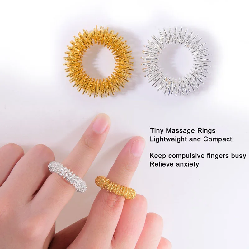 Hot Sale Finger Massage Sujok Ring Acupuncture Ring Health Care Body Massage Chinese Medicine color gold