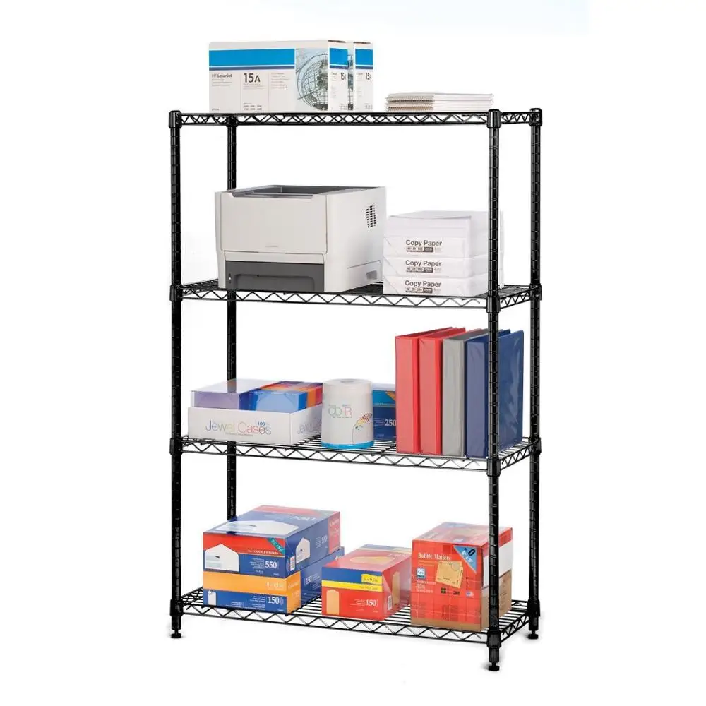 Storage Wire Shelving Rack Wire Shelves Four Tier Epoxy Paint Surface Treatment Shelves