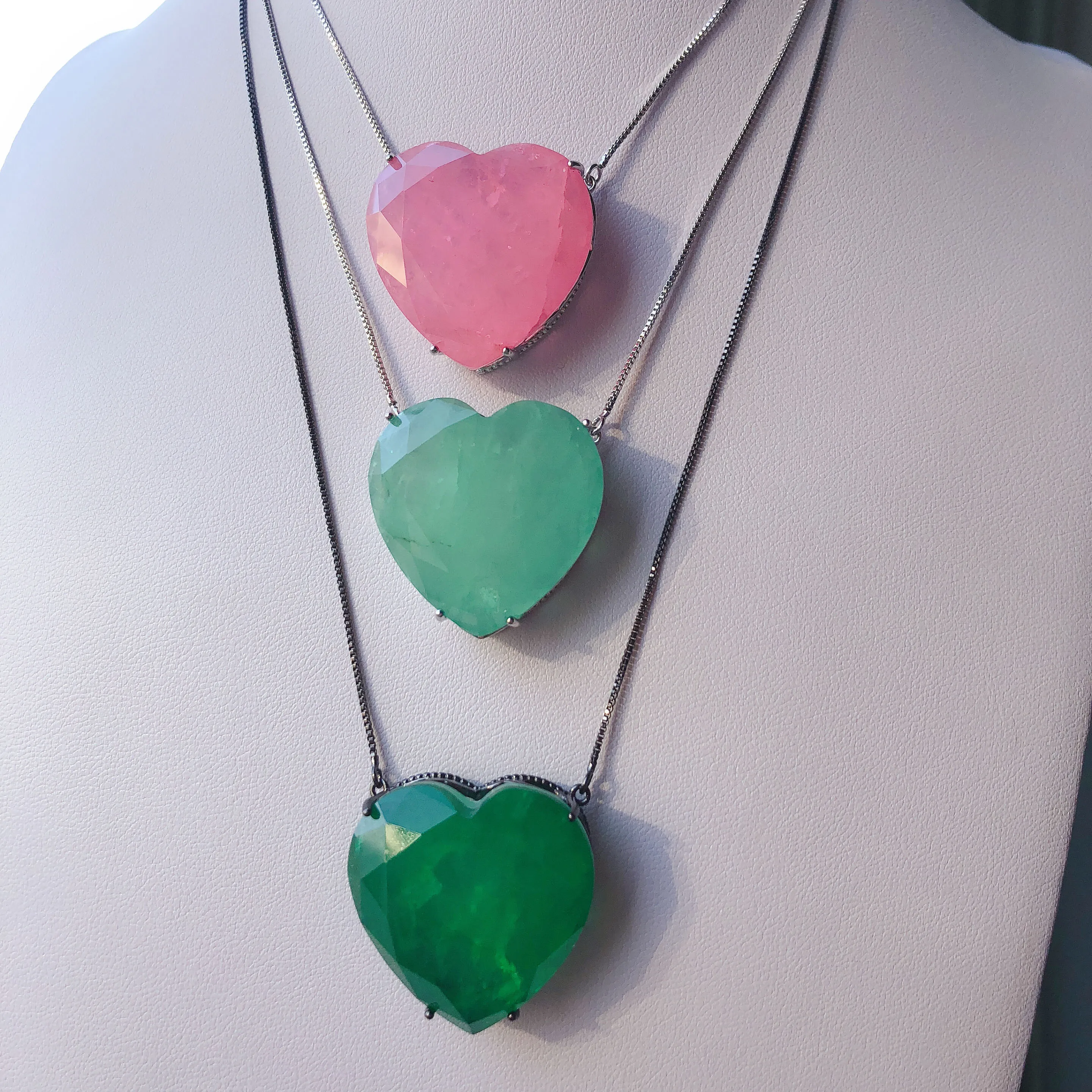 Крупные бразильские ювелирные изделия в форме сердца, День Святого Валентина, наборы ювелирных изделий из сплава камней