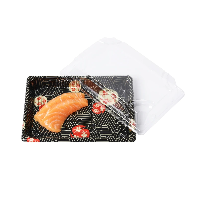 clear lid disposable plastic sushi box container trays