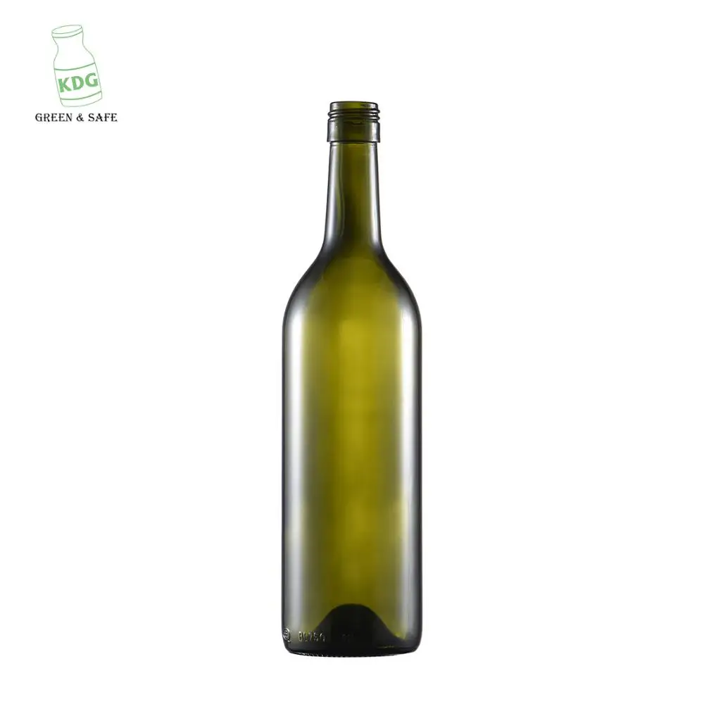 factory wholesale 750ml dark green wine glass bottle with screw top
