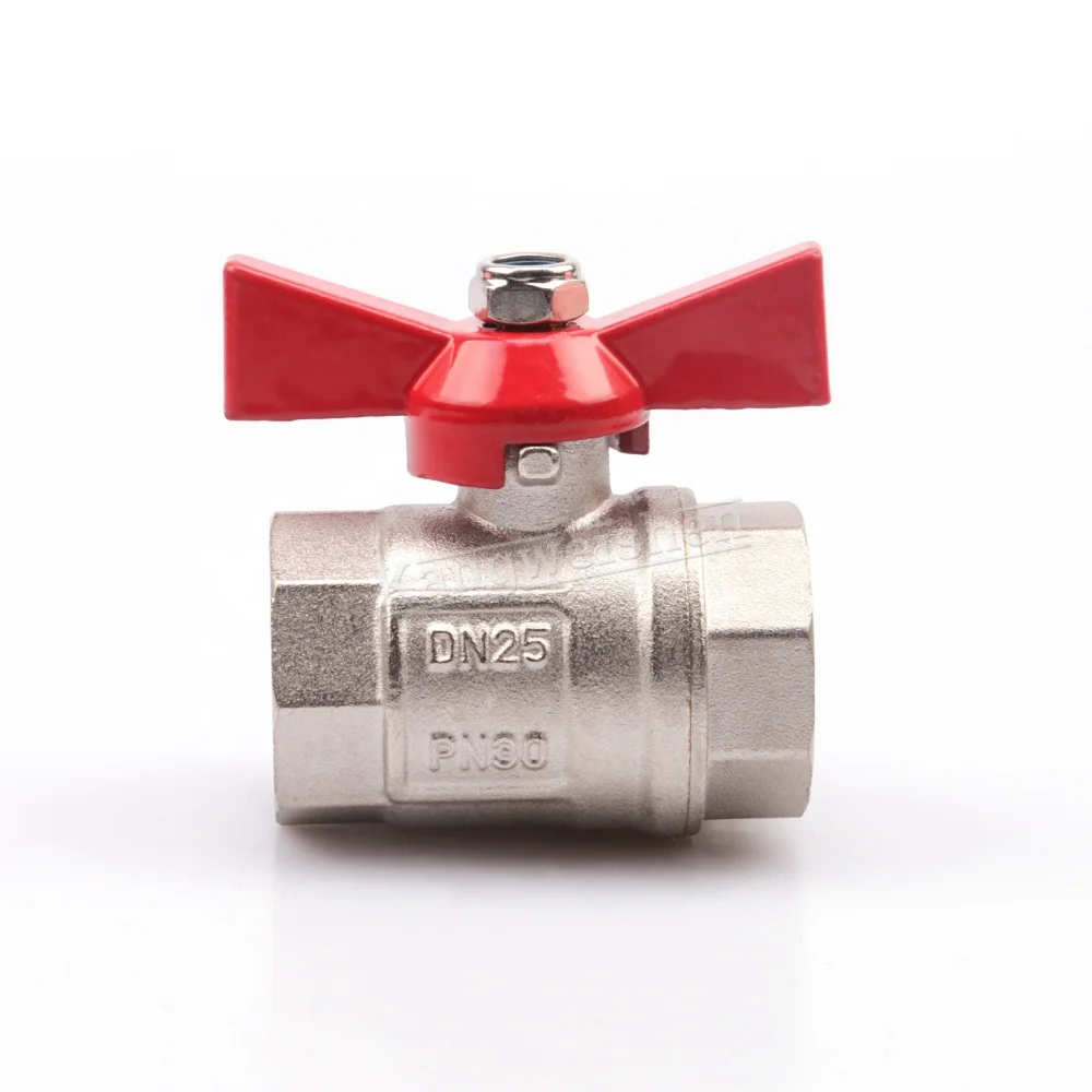 1/2 3/4 1 inch Red Butterfly Handle Water Flow Control Brass Ball Valve for Water Oil Gas WOG