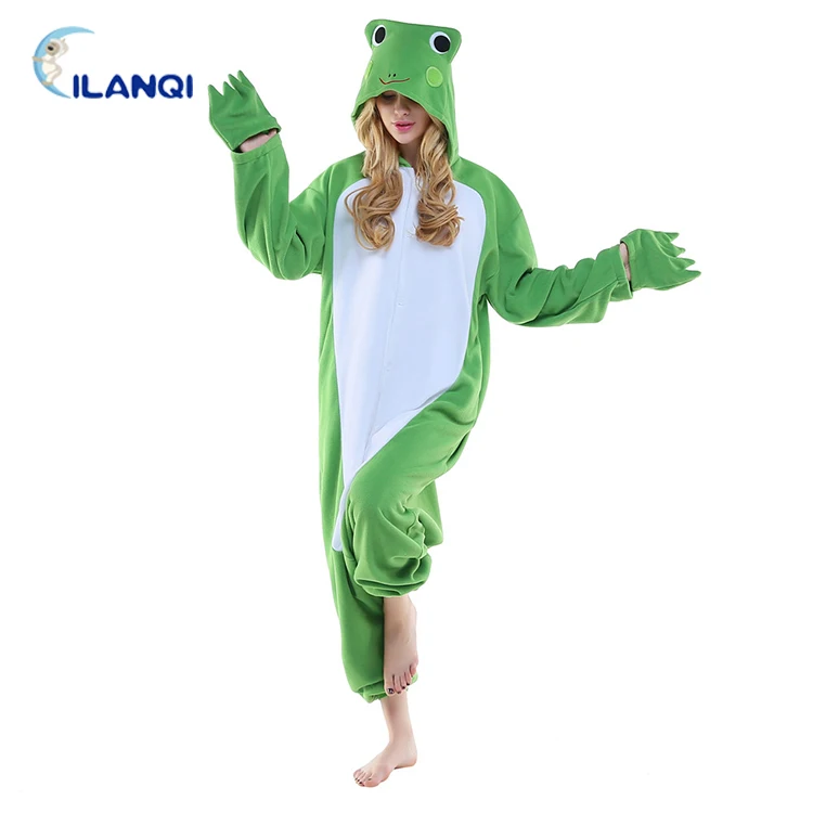 Manufacturer onesie flannel fleece polyester frog animal pajamas for adults