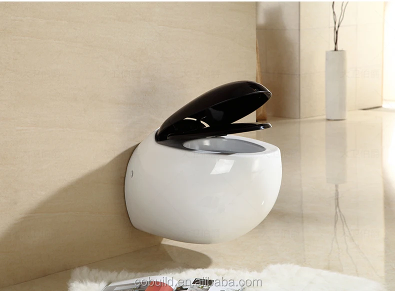 European standard round wall hung toilet, wall mounted toilet with built-in water tank, wall-hung toilet