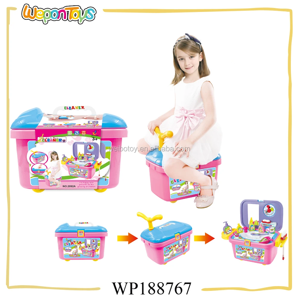 hot selling girls playhouse cleaning tool toy set plastic kids cleaning set