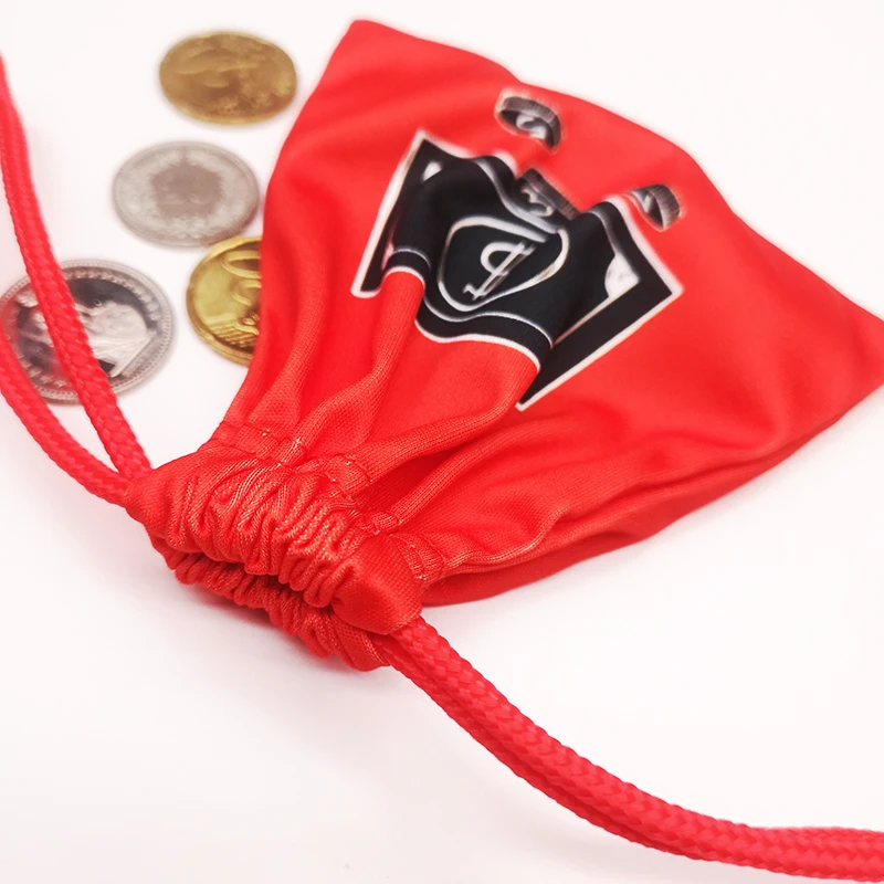 Custom logo printed coin bag sack with drawstring